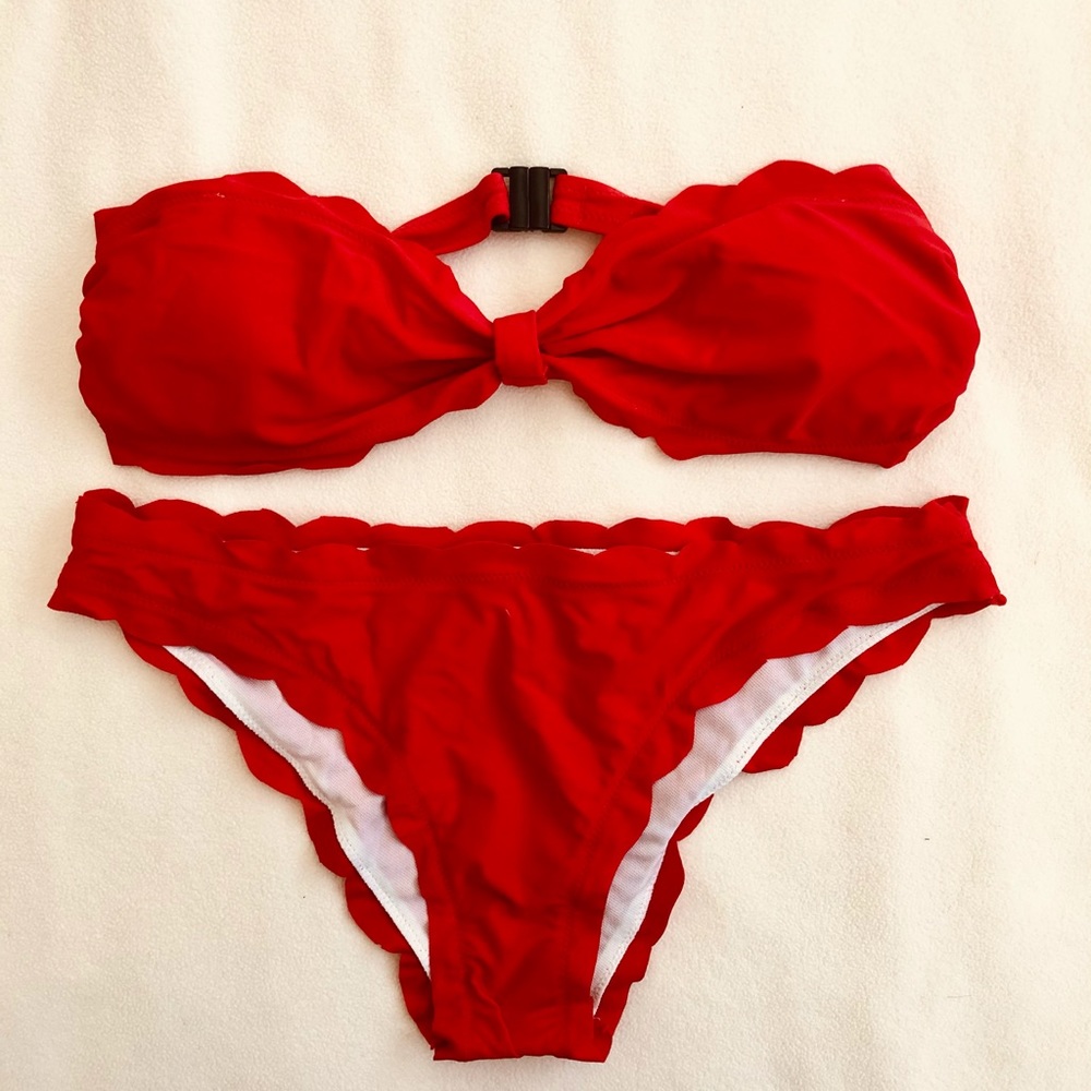 Red scalloped bikini